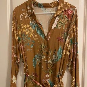 Zara flower shirt long dress